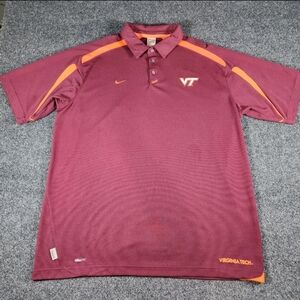 Virginia Tech Hokies Nike Polo Shirt Men XXL Maroon Performance Dri Fit